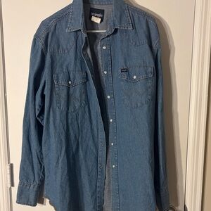 Wrangler Classic Blue Button-Up pearl snap Shirt